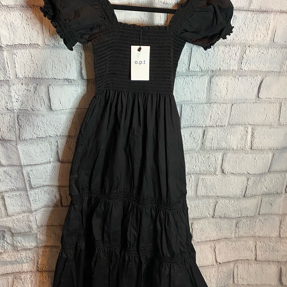 Anthro O.P.T Black Tiered dress with elastic Top